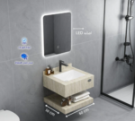 ⁦مغسلة رخام صناعي ليزر بيج فاتح مع مرايا ليد - مقاسات متعددة⁩ - الصورة ⁦2⁩