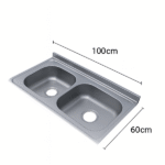 ⁦مجلى حوضين استيل 60*100 موديل كوري⁩ - الصورة ⁦2⁩