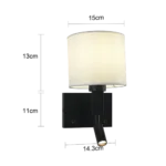 ⁦إضاءة أبليك حائط مودرن اسود لون الانارة اصفر مع قاعدة لمبات تركيب E14*1⁩ - الصورة ⁦2⁩