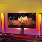 مصباح طاولة غطاء اسود لون انارة RGB مزدوج ثنائي تحكم عن بعد + حساس صوت