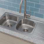 مجلى حوضين استيل 50*120 تسقيط علي الرخام - التقنية الوطنية