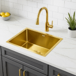 مجلى حوض ستانلس استيل ذهبي - تسقيط علي الرخام (مقاسات متعددة)