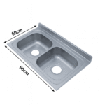 ⁦مجلى حوضين استيل 60*90 موديل كوري⁩ - الصورة ⁦2⁩