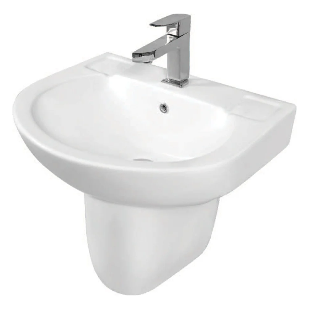 5jfK1PiTuJjUEMKbF06NjxkZlA8345E48eQggqB0 مغسلة معلّقة نصف عامود باللون الأبيض - الصورة 1