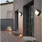 لمبات جداري لكشاف بوابة خارجي لون الإنارة اصفر شكل مربع تصميم عصري حديث 12 واط