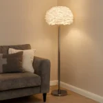 ⁦ابجورة ارضي مودرن فضي قبعة ريش بشكل مبهر ارتفاع 165 سم لمبة قاعدة E27⁩ - الصورة ⁦3⁩