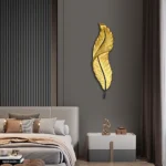 ⁦ابليك جداري تعمل بالبطارية شحن مقاس كبير ورق شجر جبس ذهبي لون الانارة اصفر (هذا المنتج متاح في جدة و الرياض فقط)⁩ - الصورة ⁦5⁩