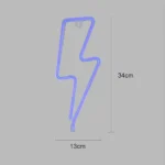 ⁦مصباح اضاءة ليد نيون على شكل صاعقة مضيئة للديكور، ازرق تعمل بالبطارية و USB⁩ - الصورة ⁦6⁩