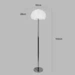 ⁦ابجورة ارضي مودرن فضي قبعة ريش بشكل مبهر ارتفاع 165 سم لمبة قاعدة E27⁩ - الصورة ⁦2⁩