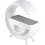 ⁦مكبر صوت بلوتوث مع شاحن لاسلكي بإضاءة ملونة، يدعم بطاقة مايكرو و ذاكرة فلاش USB لون ابيض⁩ - الصورة ⁦6⁩