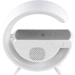 ⁦مكبر صوت بلوتوث مع شاحن لاسلكي بإضاءة ملونة، يدعم بطاقة مايكرو و ذاكرة فلاش USB لون ابيض⁩ - الصورة ⁦4⁩