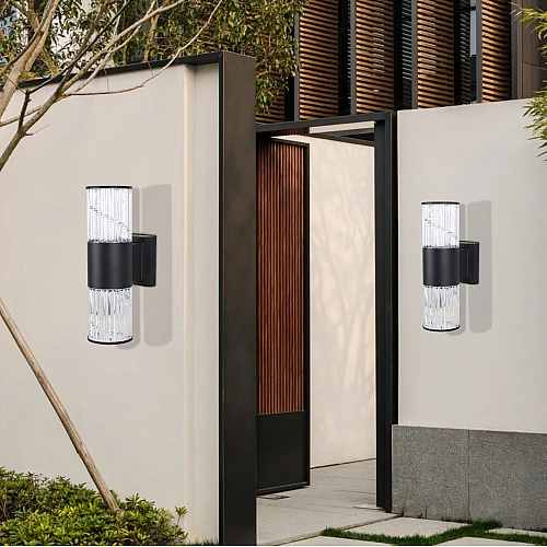 LED9664-2x7W-BK+WW-(22)-500x500w إضاءة ابليك حائط جداري خارجي - الصورة 1