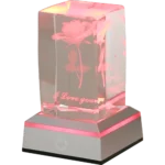 ⁦أباجورة كريستال وردة ثلاثية الأبعاد مع عبارة "I Love You" و قاعدة فضي - تعمل بالبطارية و USB - إضاءة RGB⁩ - الصورة ⁦4⁩