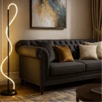 ابجورة ارضية مودرن اسود لون الانارة اصفر 30 واط مقاس 1500 ملم