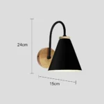 ⁦مصباح حائط "نورديك بيل" | خشب ومعدن مودرن – أسود | E27*1⁩ - الصورة ⁦2⁩