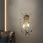 ابليك جداري مودرن ذهبي مع شفاف E14*2L