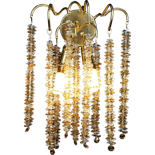 WA-C5316-2W-GD+CL+TEA-(2)-500x500h ابليك جداري مودرن ذهبي مع شفاف مع عسلي E14*2 لمبة - الصورة 1