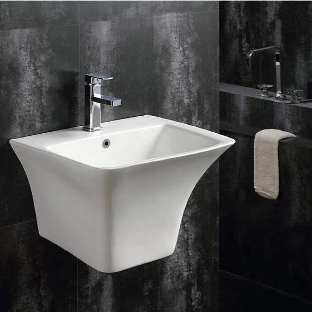 ZfG5bVkOQTXpZKeL5t07WqsJEL3MAE0Jton44FVy مغسلة معلّقة نصف عامود باللون الأبيض - الصورة 1