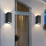 كشاف بوابة جداري اسود مجوز إضاءة فوق و تحت قاعدة لمبة تركيب GU10