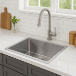 مجلى حوض ستانلس استيل كروم - تسقيط علي الرخام (مقاسات متعددة)