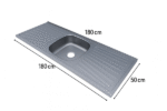 ⁦مجلى حوضين وسط استيل 60*180 موديل كوري⁩ - الصورة ⁦2⁩