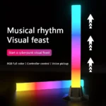 ⁦مصباح طاولة غطاء اسود لون انارة RGB مزدوج ثنائي تحكم عن بعد + حساس صوت⁩ - الصورة ⁦4⁩