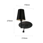 ⁦إضاءة ابليك حائط مودرن مفرد اسود E14*1L⁩ - الصورة ⁦2⁩