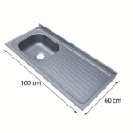 ⁦مجلى حوض استيل 60*100 موديل كوري⁩ - الصورة ⁦2⁩