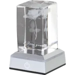 ⁦أباجورة كريستال وردة ثلاثية الأبعاد مع عبارة "I Love You" و قاعدة فضي - تعمل بالبطارية و USB - إضاءة RGB⁩ - الصورة ⁦5⁩