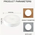 ⁦لمبة بالشحن كشاف دواليب دائري تعمل بالحساس لخزانة ليلة لغرفة النوم و خزانة المنزل الإضاءة لون إنارة ابيض و لون الاضاءة اصفر القدرة 3 واط مقاس قطر 8.5 سم⁩ - الصورة ⁦5⁩