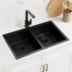 مجلى حوضين ستانلس استيل اسود - تسقيط علي الرخام (مقاسات متعددة)