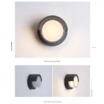 ⁦إنارة جدارية خارجية كشاف بوابة بتصميم دائرة بإضاءة هادئة ومريحه لون الإنارة اصفر 12 واط⁩ - الصورة ⁦4⁩