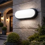 كشاف بيضاوي شكل فريم اسود لون الانارة ابيض 30 واط