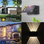 ⁦كشاف بوابة خارجي تعمل بالطاقة الشمسية مع حساس ضوء لون الانارة اصفر 6 واط⁩ - الصورة ⁦8⁩