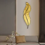 ⁦ابليك جداري تعمل بالبطارية شحن مقاس صغير ورق شجر جبس ذهبي لون الانارة اصفر⁩ - الصورة ⁦5⁩