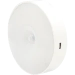 ⁦لمبة بالشحن كشاف دواليب دائري تعمل بالحساس لخزانة ليلة لغرفة النوم و خزانة المنزل الإضاءة لون إنارة ابيض و لون الاضاءة اصفر القدرة 3 واط مقاس قطر 8.5 سم⁩ - الصورة ⁦4⁩