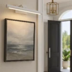 ⁦ابليك جداري مودرن يعمل بالبطارية – غطاء أبيض – 3 ألوان إنارة – واط 5 – مقاس 600 ملم – إنارة فنية للمدخل واللوحات⁩ - الصورة ⁦4⁩