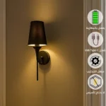 ابليك يعمل بالبطارية شحن Type-C لون الانارة اصفر مودرن اسود