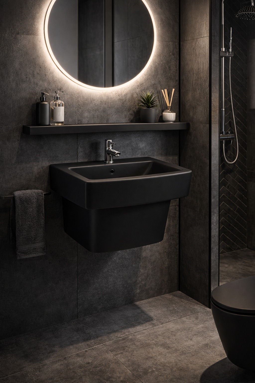 مغسلة معلقة 008 - اسود مطفي مغسلة معلقة 008 - اسود مطفي - الصورة 1