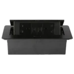 ⁦مقبس مكتبي مخفي بقدرة عالية واتصال شبكي مزدوج ارضي مع فيش ثنائي و منفذ كمبيوتر ثنائي اسود توفل⁩ - الصورة ⁦2⁩