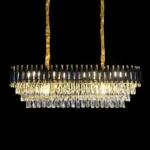 ⁦نجف مودرن مستطيل اسود مع ذهبي E14 قطر 100*35 سم⁩ - الصورة ⁦3⁩