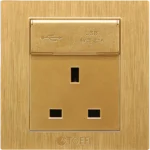 فيش ثلاثي مع منفذ يو اس بي USB لون ذهبي هادئ توفل