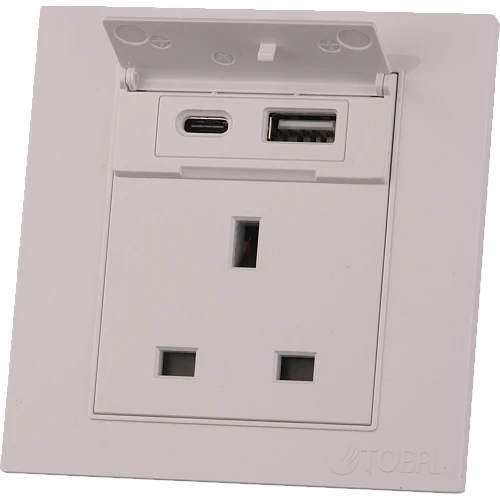 1850-فيش-ثلاثي-مع-منفذ-يو-اس-بي-USB-مع-تايب-سي-TYPE-C-لون-ابيض-سادة-توفل-500x500w فيش ثلاثي مع منفذ يو اس بي USB مع تايب سي TYPE-C لون ابيض ساده توفل - الصورة 1