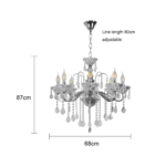 ⁦علاقي مودرن فضي + شفاف E14*8⁩ - الصورة ⁦2⁩