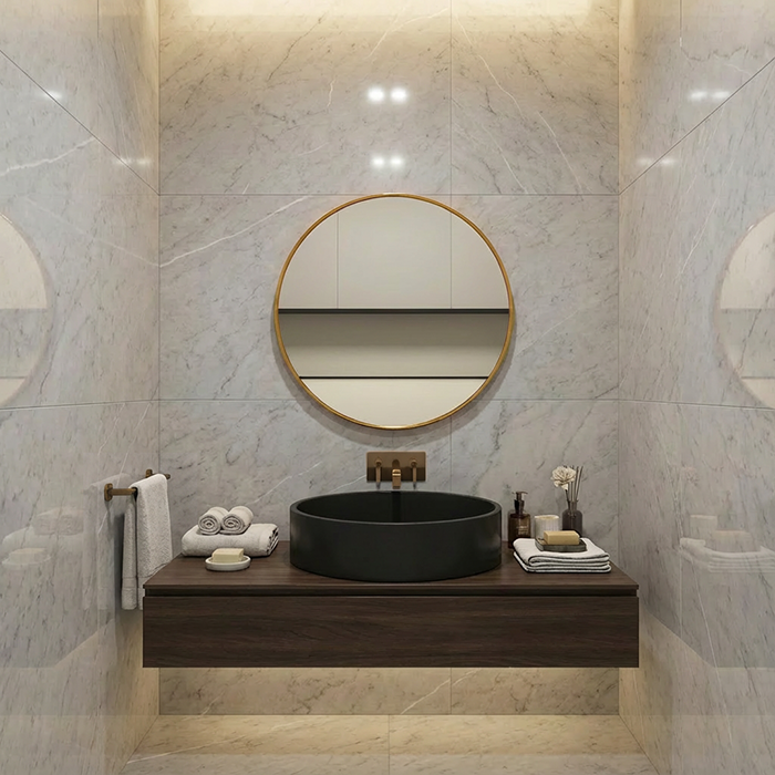 295 مرايا دائرية اطار ألمنيوم ذهبي مقاس (50*50) - الصورة 1