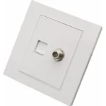 فيش منفذ هاتف تليفون مع دش لون ابيض ساده توفل