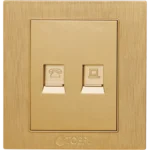 فيش منفذ كمبيوتر مع هاتف تلفون لون ذهبي هادئ توفل