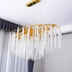 ⁦نجف مودرن العرض 1.60 متر ذهبي مع شفاف E14*16L مقاس 1600 ملم (تُضاف رسوم الأوزان الثقيلة)⁩ - الصورة ⁦3⁩