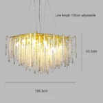 ⁦نجف مودرن العرض 1.60 متر ذهبي مع شفاف E14*16L مقاس 1600 ملم (تُضاف رسوم الأوزان الثقيلة)⁩ - الصورة ⁦2⁩