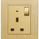 فيش ثلاثي مع مفتاح 13 امبير لون ذهبي هادئ توفل